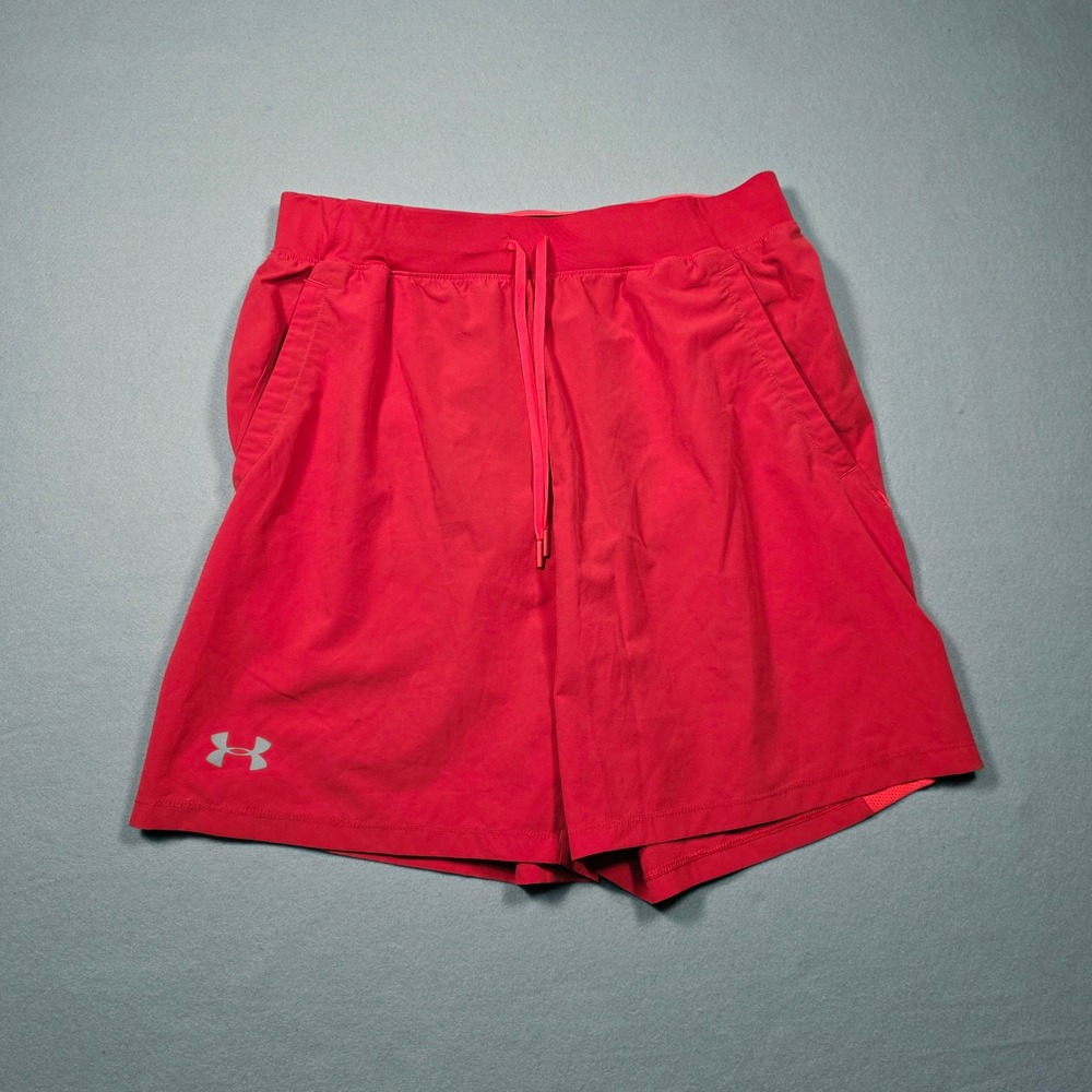 Under Armour Speedpocket 7" Running Shorts - Men's Large - Red/Orange